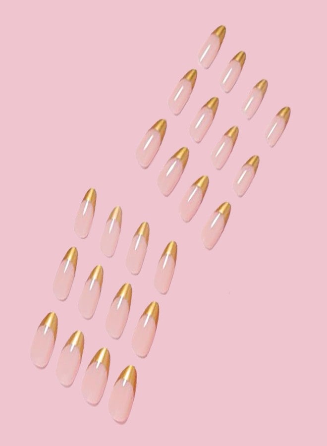 SINHOT Stiletto Press on Nails - Glitter Acrylic Glossy Glue on False Nails with French Tip Design 24 pcs - Image 2